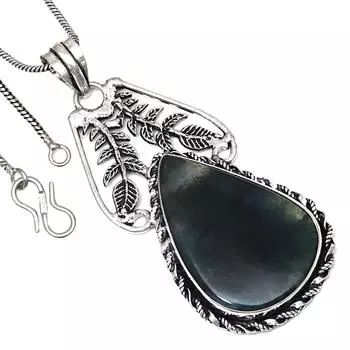 Подвеска из мохового агата, драгоценный камень, подарок ручной работы для нее, старинные серебряные украшения 3 дюйма