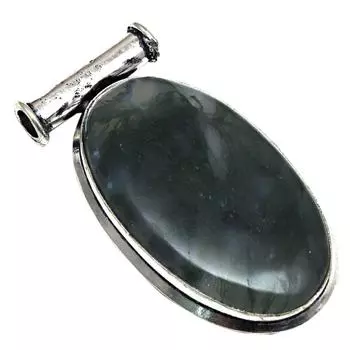 Подвеска из мохового агата, драгоценный камень, подарок ручной работы для нее, серебряное украшение 2 дюйма