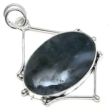 Подвеска из мохового агата, драгоценный камень, ручная работа, подарок на День матери, серебряное украшение, 2 дюйма