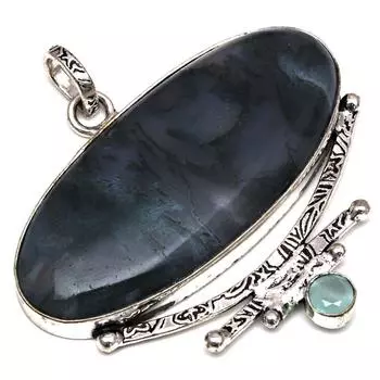 Подвеска из мохового агата, драгоценный камень, ручная работа, подарок на День матери, серебряное украшение, 2 дюйма