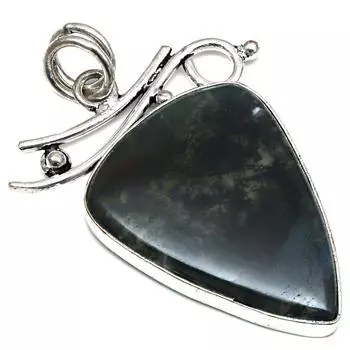 Подвеска из мохового агата, драгоценный камень, ручная работа, подарок на День матери, серебряное украшение, 2 дюйма