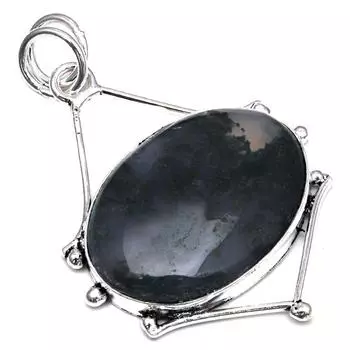 Подвеска из мохового агата, драгоценный камень, ручная работа, подарок на День матери, серебряное украшение, 2 дюйма