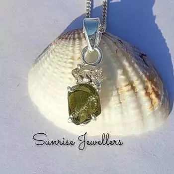 Подвеска из молдавита и херкимера, подвеска из серебра 925 пробы, подлинная подвеска из молдавита, чешские украшения из молдавита, мощная лечебная подвеска из молдавита Free Size зелёный