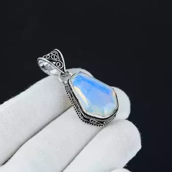 Подвеска из молочного опала в форме гроба, подвеска из стерлингового серебра 925 пробы, подвеска ручной работы, ювелирные изделия из драгоценных камней в форме гроба, серебряные украшения для женщин, подарок 1.77 белый