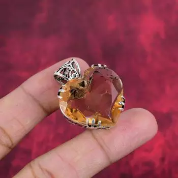 Подвеска из морганита, драгоценный камень ручной работы, серебряный кулон 925 пробы, старинные ювелирные изделия, для подарка на помолвку 1.42 Inches оранжевый