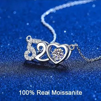 Подвеска из муассанита 0,5 карата на День святого Валентина, ожерелье со сверкающими бриллиантами, проба прошлого, серебро S925 с сертификатом Total 0.5 carat