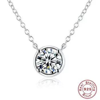 Подвеска из настоящего муассанита весом 1 карат, круглая сумка с четырьмя лапками, ожерелье из муассанита. 925 Silver