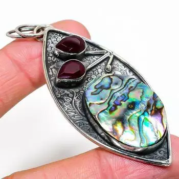 Подвеска из натурального абалона, аметистового драгоценного камня, стерлингового серебра 925 пробы, 3,07 дюйма, Z5p06