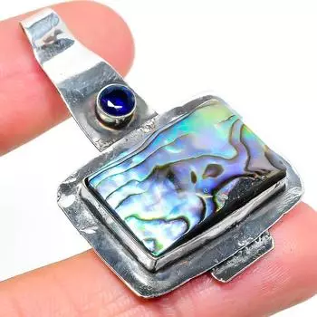 Подвеска из натурального абалона, драгоценного камня топаза, серебра 925 пробы 2,01 k9v51