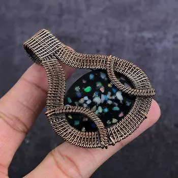 Подвеска из натурального эфиопского опала с медной проволокой 3,03 дюйма b9R61