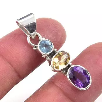 Подвеска из натурального африканского аметиста, цитрина из стерлингового серебра 925 пробы 1,25 дюйма r9m81