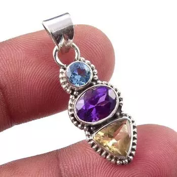 Подвеска из натурального африканского аметиста и цитрина из стерлингового серебра 925 пробы 1,25 S7Z71