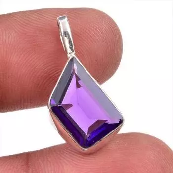 Подвеска из натурального африканского аметиста из стерлингового серебра 925 пробы 1,25 дюйма q4C08