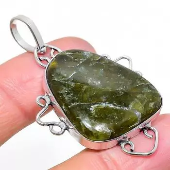 Подвеска из натурального африканского драгоценного камня вазонита из стерлингового серебра 925 пробы 2,13 дюйма J9Q82