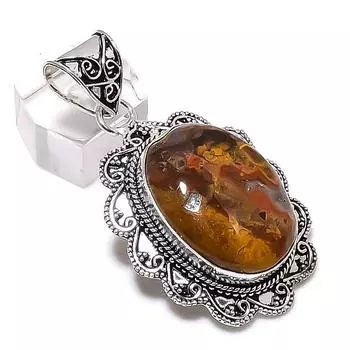 Подвеска из натурального агата из стерлингового серебра 925 пробы 2,17 дюйма Z5E84