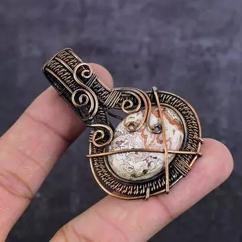 Подвеска из натурального агата Laguna Lace Gemstone с медной проволокой 2,36 дюйма t0N55