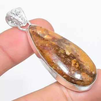 Подвеска из натурального агата ручной работы из стерлингового серебра 925 пробы 2,29 дюйма F6w80
