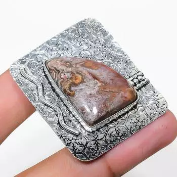 Подвеска из натурального агата с кружевом Лагуна, стерлингового серебра 925 пробы, 1,69 дюйма, Z5Q78