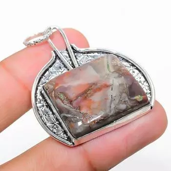 Подвеска из натурального агата с кружевом Лагуна, стерлингового серебра 925 пробы, 1,85 дюйма, s0O47