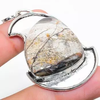 Подвеска из натурального агата с кружевом Лагуна, стерлингового серебра 925 пробы, 2,36 дюйма, y2m78