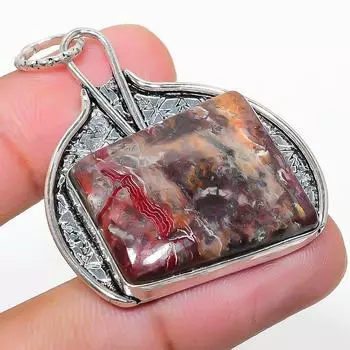 Подвеска из натурального агата с кружевом Лагуна, стерлингового серебра 925 пробы, 1,81 дюйма, T4B40