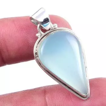 Подвеска из натурального аква-халцедона из стерлингового серебра 925 пробы 1,50 l5W94