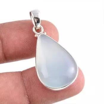 Подвеска из натурального аквамаринового халцедона из чистого серебра 925 пробы 1,50 O7D42