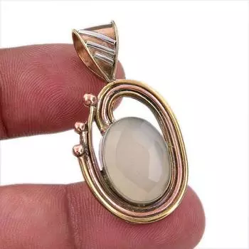 Подвеска из натурального аквамаринового халцедона из цельного серебра 925 пробы в двух тонах 1,50 дюйма v4I42