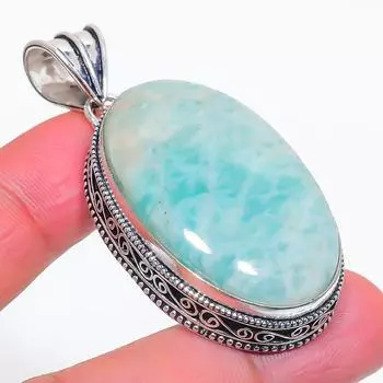 Подвеска из натурального амазонита из стерлингового серебра 925 пробы 2,25 дюйма r4v35