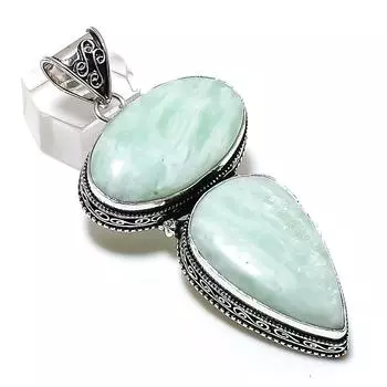 Подвеска из натурального амазонита из стерлингового серебра 925 пробы 3,03 дюйма r9Z31