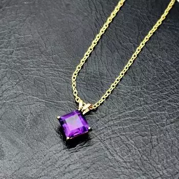 Подвеска из натурального аметиста 6х6 мм, февральский камень, подвеска ручной работы,