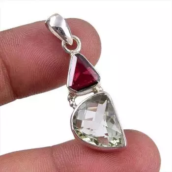 Подвеска из натурального аметиста, граната, 925 пробы, 1,50 дюйма, v0H30