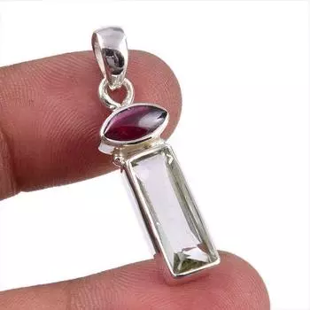 Подвеска из натурального аметиста, граната, из цельного серебра 925 пробы, 1,50 дюйма, j4z07