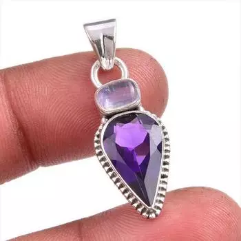 Подвеска из натурального аметиста, радужного лунного камня, 925 пробы, 1,50 дюйма, k9p55
