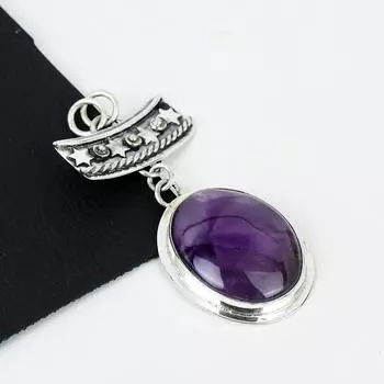 Подвеска из натурального аметиста в серебре 925 пробы - Дизайн ручной работы, Ювелирные изделия для повседневной носки, Уникальная подвеска с аметистом, Пасхальные подарки 2.55 фиолетовый
