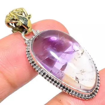 Подвеска из натурального аметрина из стерлингового серебра 925 пробы в двухцветном исполнении 1,73 дюйма B9K02