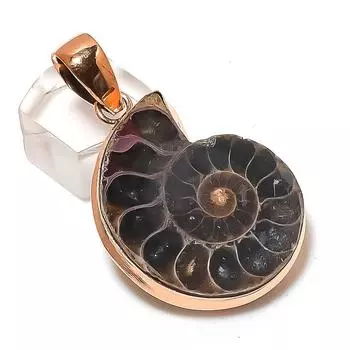 Подвеска из натурального аммонита, окаменелого драгоценного камня, из меди, ручная работа, 2,05 дюйма Q3Q73