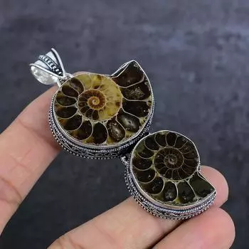 Подвеска из натурального аммонита, стерлингового серебра 925 пробы, 3,07 дюйма, j2P80