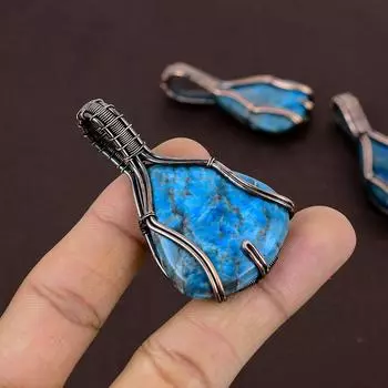Подвеска из натурального апатита, ручная работа, медная проволока, подарочный кулон 2,2 дюйма S6f55