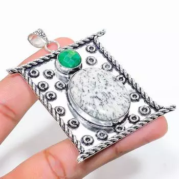 Подвеска из натурального азурита K2 и кунцита из стерлингового серебра 925 пробы 2,56 дюйма L6w68