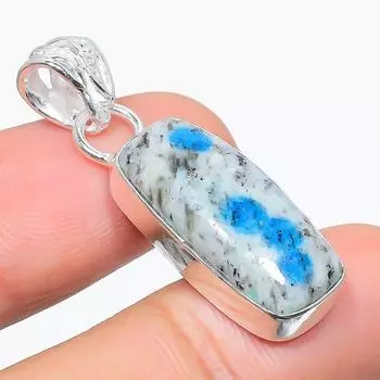 Подвеска из натурального азурита K2 ручной работы из стерлингового серебра 925 пробы 1,50 дюйма W0D77