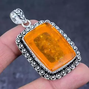 Подвеска из натурального балтийского янтаря ручной работы из стерлингового серебра 925 пробы 2,29 дюйма l3w89