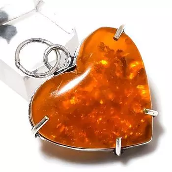 Подвеска из натурального балтийского янтаря ручной работы из стерлингового серебра 925 пробы 1,58 дюйма H1q97