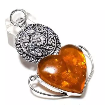 Подвеска из натурального балтийского янтаря ручной работы из стерлингового серебра 925 пробы 2,76 дюйма e2z24