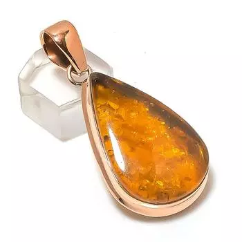 Подвеска из натурального балтийского янтаря ручной работы из меди 2,13 дюйма N8r18