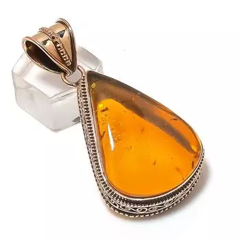 Подвеска из натурального балтийского янтаря ручной работы из меди 2,17 дюйма b1p26