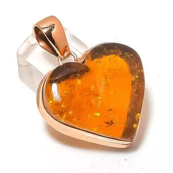 Подвеска из натурального балтийского янтаря ручной работы из меди 1,77 дюйма K8O57
