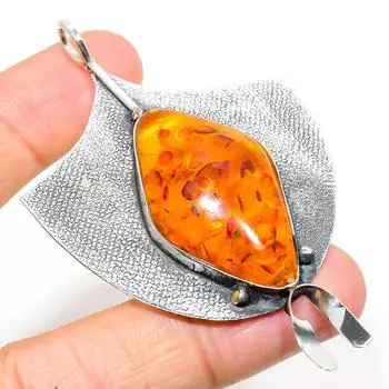 Подвеска из натурального балтийского янтаря ручной работы из стерлингового серебра 925 пробы 3,19 дюйма C5L28