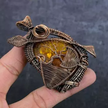 Подвеска из натурального балтийского янтаря с медной проволокой 3,35 дюйма U1B36