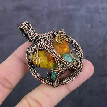 Подвеска из натурального балтийского янтаря с медной проволокой 2,44 дюйма O2U31